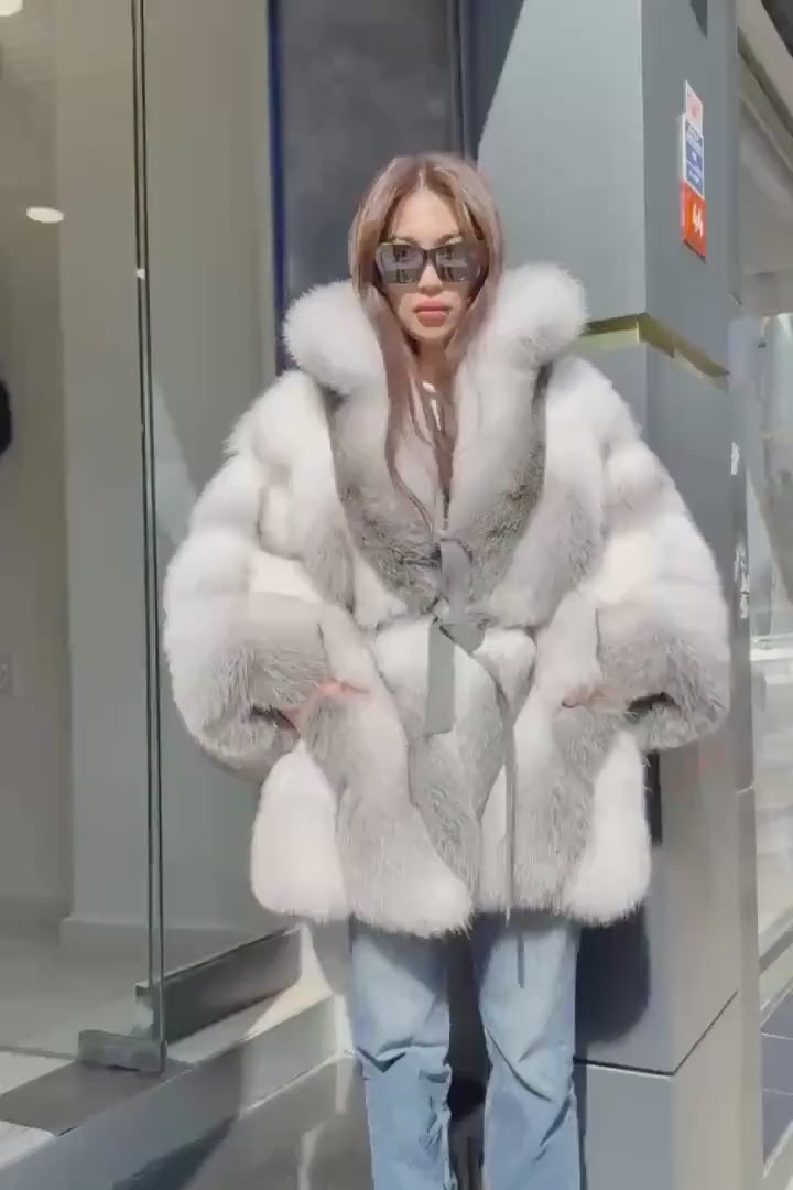 Women’s White Arctic Fox Fur Jacket - Luxury Fur Winter Coat